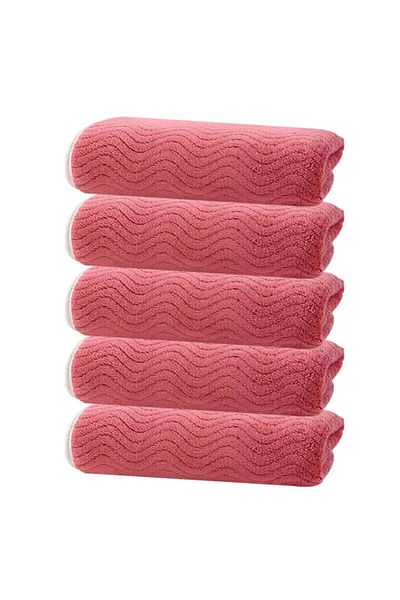 OEM Set 5 Towels Coral Fleece, Soft Microfiber, 35x75cm, Red