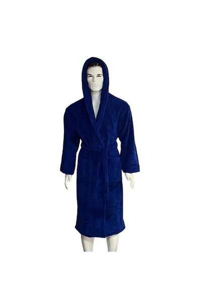 PATRU ANOTIMPURI Bathrobe with Hood Four Seasons, Blue 4XL