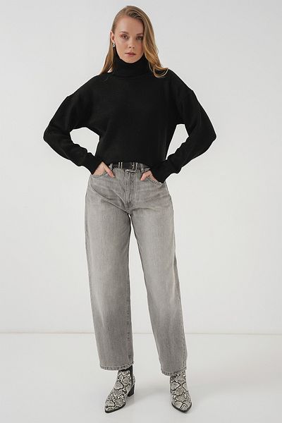 Merterium Women's Turtleneck Oversize Sweater Black 1247
