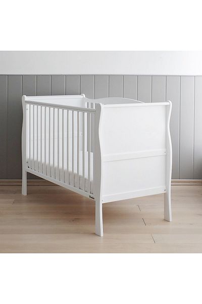 OEM Wooden baby crib, adjustable mattress height, Noble White 120x60 cm