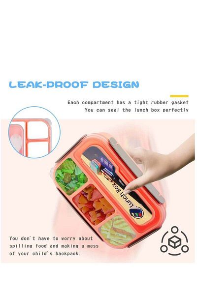 COOYA Bento Box Lunch Box,5 Cup Boxes with 4 Compartments&Fork,9X6.2X2.7in,Leak-Proof,for Adults/Students