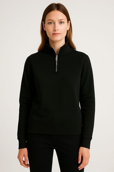 LC Waikiki 3 Thread Ruffian Women's Oversize Die Stand Collar Half Zipper Sweatshirt