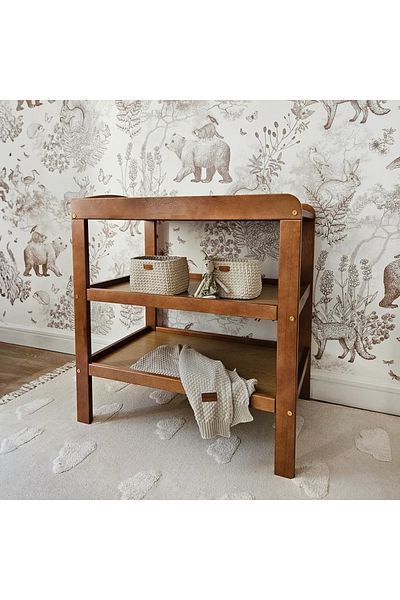 OEM Baby Changing Table, Solid Wood, Noble Vintage, With 2 Tall Storage Shelves