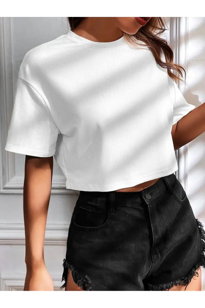 haha Women's Solid Color Unprinted Crop