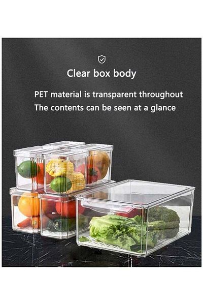 COOYA Set of 7 Refrigerator Organizer Bins with Lids,Stackable,BPA-Free for Freezer, Cabinet, Kitchen