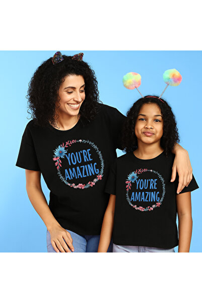 SVART WEAR Set de tricouri Amazing Mama Mini pentru mamă și fiică, 100% bumbac, tricou Twin (PREȚ UNIC)