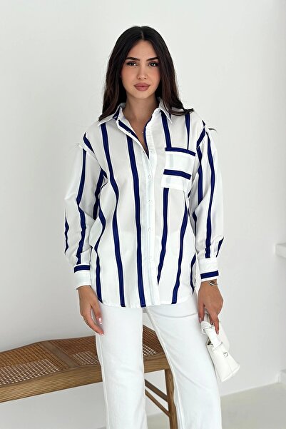 AsprinFashion Cămașă groasă cu dungi bleumarin