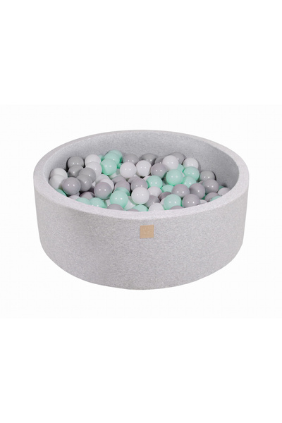 Meowbaby Piscina uscata cu 200 de bile (Alb, Gri, Mint) , 90x30 cm, Gri Deschis