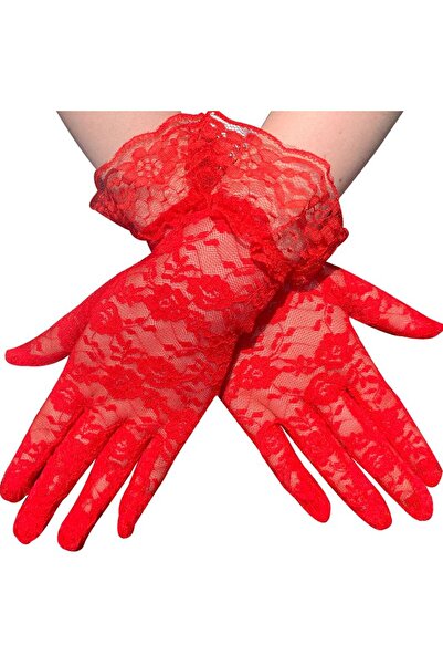 Skygo Laced Wrist Length Red Lace Gloves Adult