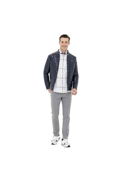 U.S. Polo Assn. Men's Navy Blue Leather Coat P23086