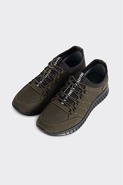 derinet Lastik Bağcıklı Hakiki Deri Casual Erkek Ayakkabı