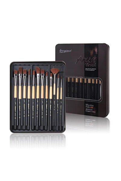 GİORGİONE 15parça Hediyelik Çok Amaçlı Fırça Seti 12adet Fırça+1Defter+1Kalem+Özel kutusu ile