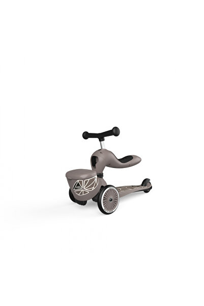 SCOOT AND RIDE Koloběžka, držák na hračky, 2v1, HighwayKick 1 Lifestyle Brownlines, 1-5 let, max. 50 kg