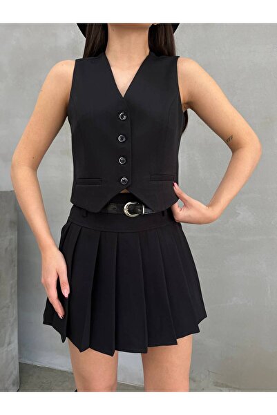 Lila Moda Kadın Mini Şort Etek Astarlı Şortlu