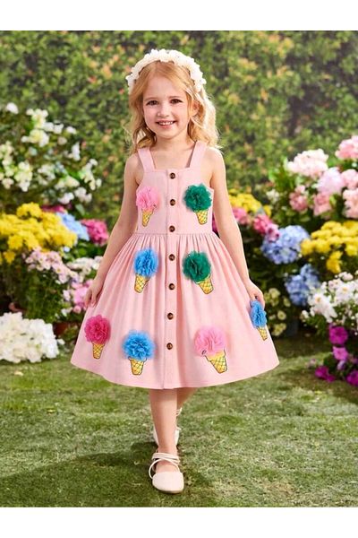 OEM Girls' dress, with 3D ice cream print, 18-24 months, 86-92 cm