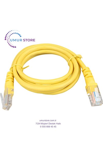Herz 1.5 Metre Sarı 24 Awg Cat5 Ethernet Kablosu 150 cm Jack Soketleri Takılı...