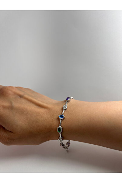 ASLANA 925 Ayar Gümüş Beyaz Messika Motifli Bileklik