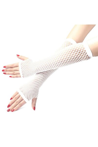 Skygo Long Mesh Knitted Gloves White Color