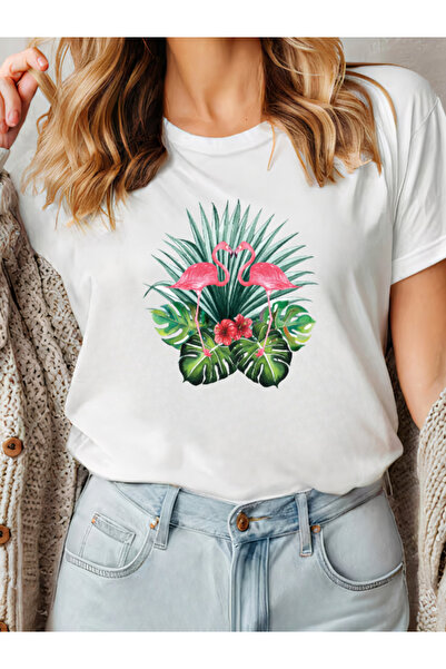 Sarah's Boutique Tricou de damă – 100% bumbac – FLAMINGO