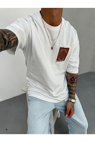 KağanKY White Oversize Printed T-Shirt