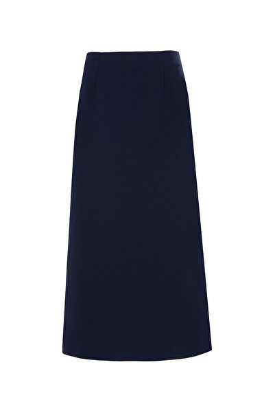 GİZİA Arkası Pensli Midi Boy Lacivert Etek