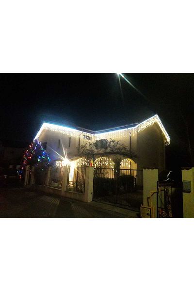 SDX Market Outdoor Christmas Curtain Installation, 8 m x 1 m, 360 LEDs, black wire, with FLASH, Warm White