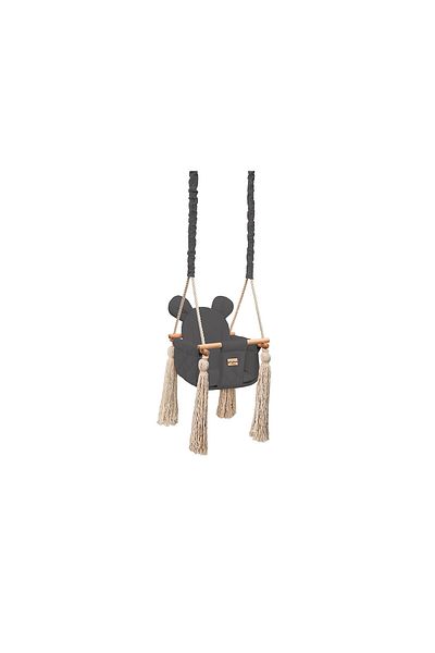 Babysteps by Urban Haul Swing for children and babies, Velvet, removable teddy bear pillow Dark Grey