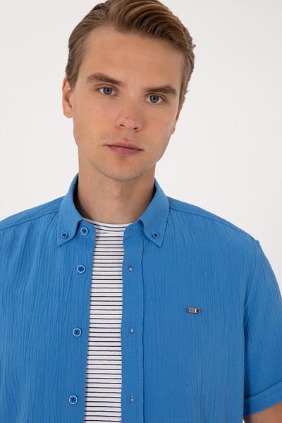 U.S. Polo Assn. Men's Indigo Short Sleeve Shirt 50306328-Vr028