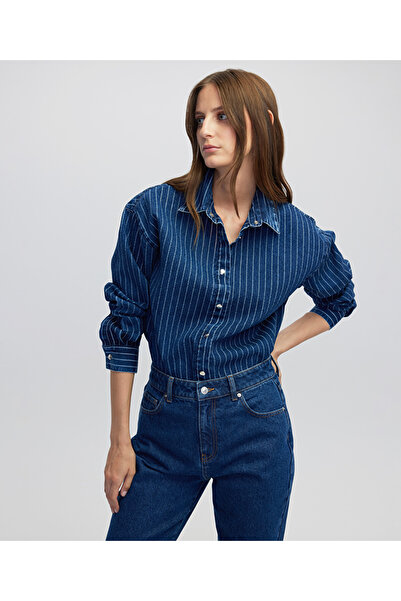 İpekyol Çizgili denim gömlek