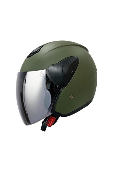 Sway Xbyc 633 Solıd Şeffaf Vizörlü Yarım Motosiklet Scooter Kaskı M Beden Mat...