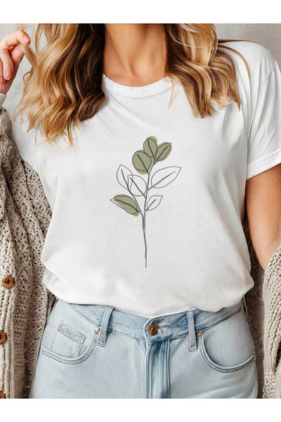 Sarah's Boutique Women's T-Shirt – 100% Cotton – LEAF ABSTRACT