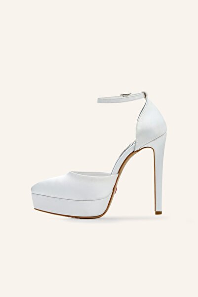 MARCATELLI Beyaz Saten Davin Platform Gelin Ayakkabısı