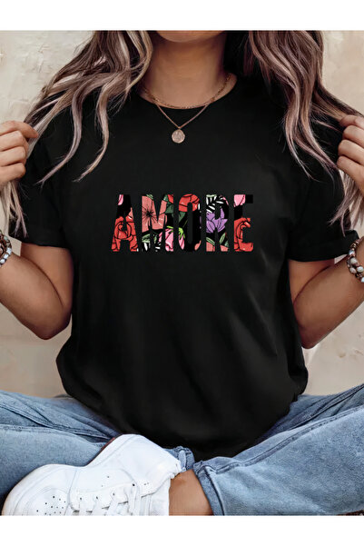 Sarah's Boutique Tricou de damă – 100% bumbac – AMORE