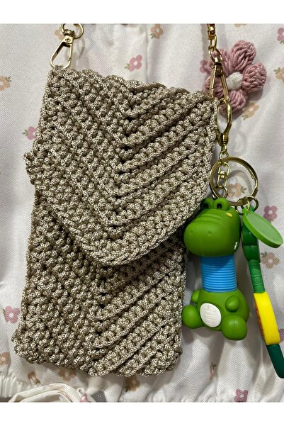 Tasarım Makrome İpinden EL Örgüsü Telwfon Çantası