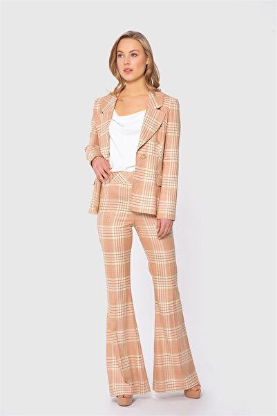 GİZİA Kruvaze Yaka Çizgi Detaylı İspantol Paça Takım