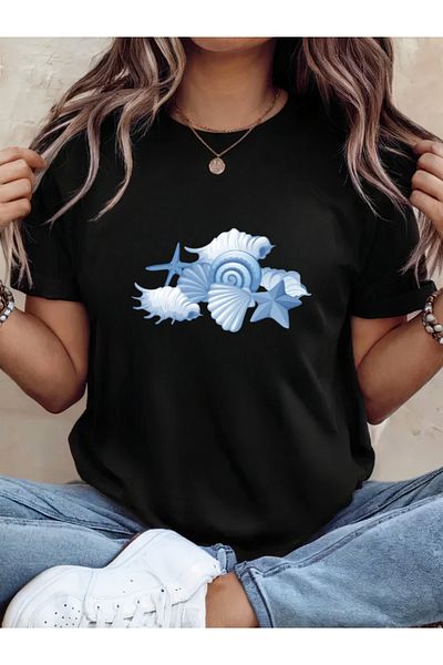 Sarah's Boutique Women's T-Shirt – 100% Cotton – BABY BLUE OCEAN