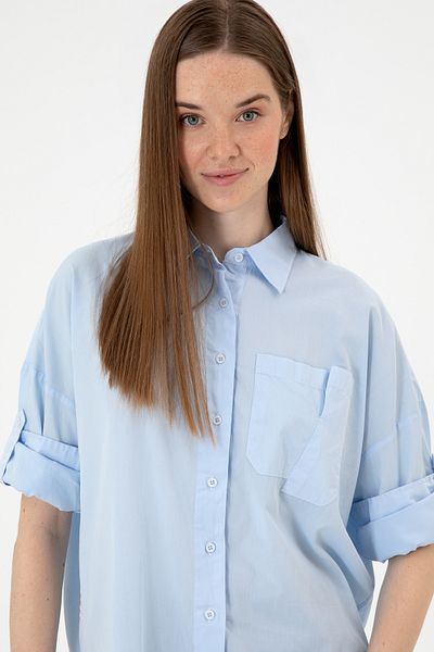 U.S. Polo Assn. Women's Light Blue Long Sleeve Shirt 50300096-Vr003