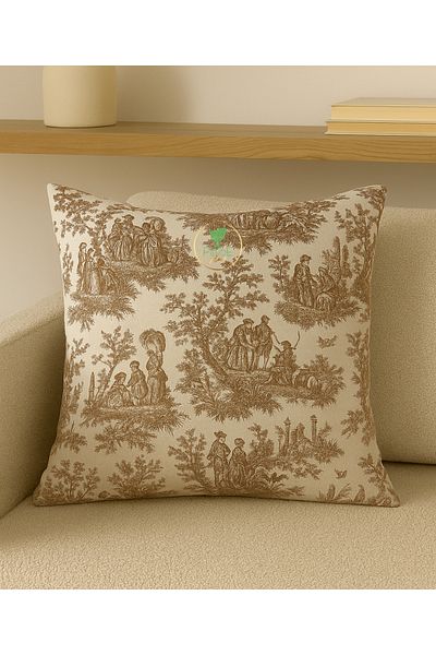 Perdeplus French Style Decorative Boho Throw Pillow, Vintage Pastoral Pattern