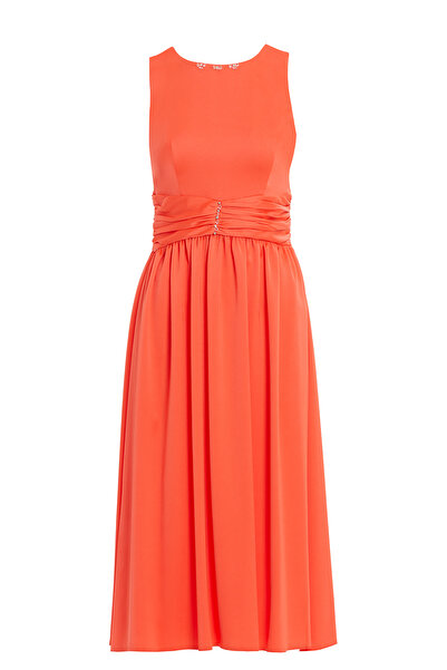 GİZİA Beli Piliseli Ve İşleme Detaylı Eteği Kloş Siyah Abiye Elbise