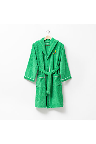 Benetton Çocuk Bornoz Yeşil Şapkalı Pamuk