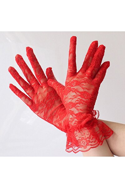 Skygo Laced Wrist Length Red Lace Gloves Adult