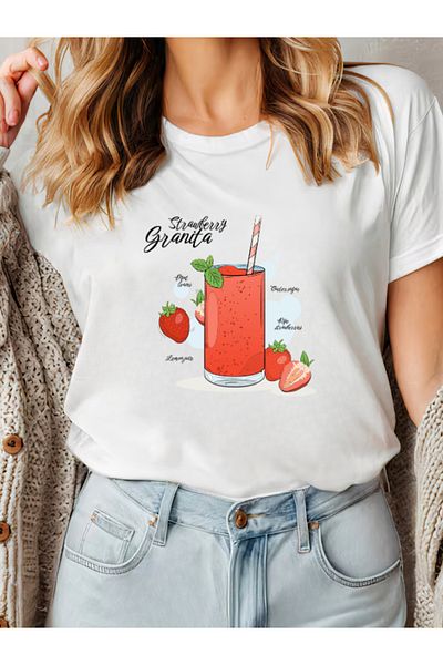 Sarah's Boutique Women's T-Shirt – 100% Cotton – STRAWBERRY GRANITA
