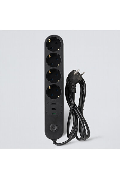 NZB Akım Korumalı Topraklı Golyat Grup Şarj Fiş Priz 4 Prizli 3 USB Girişli 2 Metre Uzatma Kablosu
