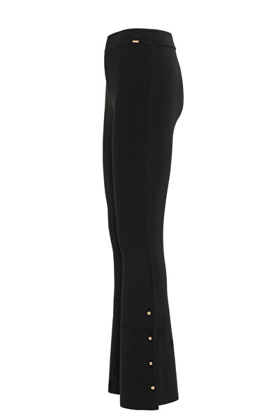 GİZİA İspanyol Paça Siyah Triko Pantolon