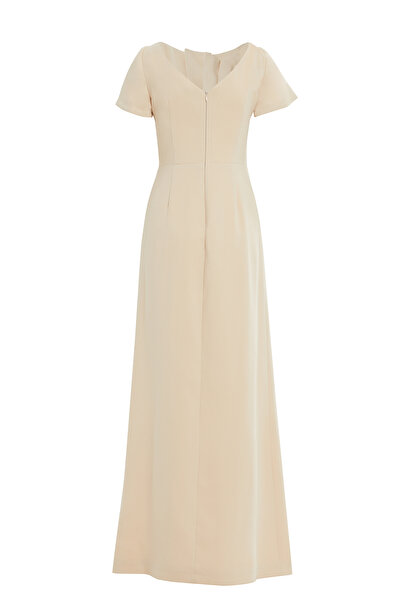 GİZİA Pili Katlamalı Seyyar Broşlu Taş Elbise