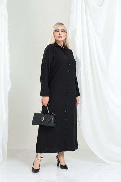 şuranur Wrap-Around Shirt Collar Buttoned Long Dress Suitable for Hijab 2XL 6XL