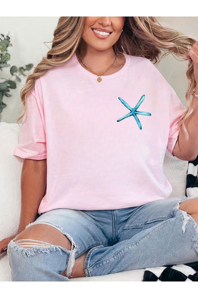 Sarah's Boutique Women's T-Shirt – 100% Cotton – BLUE STARFISH