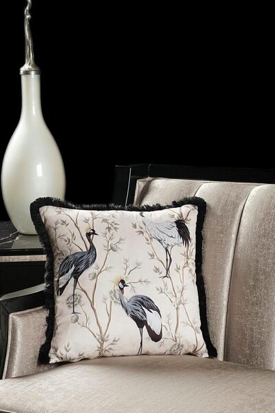 AC BOX Luxury Velvet 43X43 cm Throw Pillow Case Decorative Soft Lounge Sofa Avant-Garde Fringed White Ac