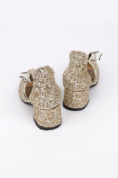 Le Mabelle Gold Glitter Heeled Girls' Shoes