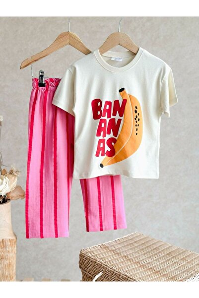 Kids Bananas Yazılı Baskılı Müslin Altlı Takım